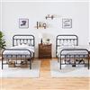 Yaheetech Set di 2 Struttura Letto Singolo Ferro 90 x 200 cm Nero | Dotato di Ampio Spazio Aggiuntivo Sotto Telaio, Struttura Resistente Adatta per Camera e Soggiorno