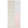 Bricozone Armadio Cameretta Ragazzi 3 Ante 200x90x52 Cm Con Barra Appendiabiti In Alluminio E 3 Ripiani Interni Bianco Alpi Grigio E Rosa Design Moderno Salvaspazio Con Maniglie ABS