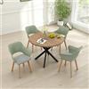 GrandCA HOME Set di Tavolo e Sedie da Pranzo, 100×100×76.5 CM Tavolo da Pranzo Rotondo, 4 Sedie da Cucina Imbottite, per Sala da Pranzo, Soggiorno, Cucina (Venature del Legno Scuro + Verde)