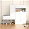 Easexcy Scarpiera alla moda 2 in 1 con porta a cupola con funzione soft close, scomparti regolabili in altezza e panca imbottita, 130 x 35 x 110 cm (bianco)