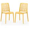 SIEDITI FUORI E DENTRO Sedie in polipropilene con fibra di vetro impilabili per interno, cucina o sala da pranzo, per esterno e giardino, sedie da bar e ristorante, design moderno - Anna (2 Sedie, Giallo senape)