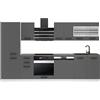 B BELINI GROUP Belini - Blocco cucina Cindy, mobili da cucina, 300 cm, senza elettrodomestici con pensili e armadi, senza controsoffitti, argento opaco