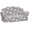 Generico Divano Bambini 2 Posti Grigio Chiaro con Stelle Morbido Peluche-357046