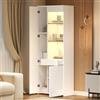 Wiuzo Vetrina con cassetti, 70 x 35 x 180 cm, lucida, vetrina in vetro con illuminazione a LED, mobile alto, con armadio, vetrina, portata consigliata: 45 kg