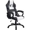 CLP Poltrona Gaming Ufficio Pedro XL I Sedia Racing Imbottita In Similpelle I Poltrona Sport Reclinabile Colore nero/bianco
