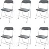 Arreditaly Set da 6 Sedia Pieghevole Slim Opaca in Metallo Sedie Salvaspazio per Ufficio Casa Campeggio Salotto Cucina In Ecopelle con Comoda Seduta Imbottita 78 x 44 x 44 cm (Gray)