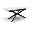 PAZZO DESIGN Tavolo Allungabile Priscilla, Piano In Bianco Statuario, Gambe Nere, Cucina, Soggiorno, Ceramica, 160 x 90 x h76 cm - id_2302