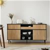 Wyibwy credenza cucina, cassettiera con 4 ante scorrevoli e 1 cassetto, mobile cucina salvaspazio,rovere combinato con il nero,160x40x80cm