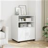RMIHSJG Mobile a rotelle bianco, 60 x 48 x 81 cm, in legno con ripiani e ante dell'armadio, 4 ruote girevoli, per soggiorno, cucina, camera da letto, durevole, facile da pulire
