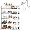 Generico Scarpiera A 3/4/5 Ripiani, Contenitore Portascarpe Per Corridoio, Scaffale Portaoggetti Salvaspazio, Porta Scarpe In Metallo Con 4 Ganci A Doppia S, Mobile Da Armadietto(White,65*19*73 cm(5-Tier))