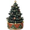 Hervit Carillon Albero di Natale Decorato Base Girevole Rosso/Verde/Oro in Resina con Musica - Scatola Regalo - Decorazione Casa - Regalo Natale - Bomboniera Natalizia Tradizionale - 12x18cm