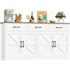HOCSOK Credenza Cucina, 150 cm Madia Dispensa Cucina con 3 Cassetti 4 Ante, Mobile TV con Ripiani Regolabili per Soggiorno, sala da pranzo, Ingresso, Credenza Soggiorno, 150×81.5×38.5 cm, Bianco