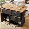 KUAKE Moderna isola della cucina, armadio da cucina, armadio a buffet, tavolo da pranzo multifunzionale con spazio di archiviazione, carrello da pranzo con armadi funzionali elasticizzati (nero-B)