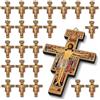 Regalami 24 Croci San Damiano 9x6 cm in Vero Legno - Prodotte ad Assisi, Dettagli Oro - Bomboniere Prima Comunione, Regalo Catechismo Bambini (24)