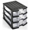 EMPOTEC Cassettiera in Plastica ad Alta Resistenza Multiuso Organizer, Nero, Torre Porta Oggetti per Ufficio Camera da Letto Bagno Studio, 34x25x23,5 cm