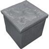 HOME ZEN HOUSEHOLD LINEN Cassapanca Contenitore 80L Pouf Panca Poggiapiedi Pieghevole Similpelle 6 TRAPUNTATO Seduta Imbottita (38 x 38 x 38 cm GRIGIO)