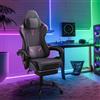 HENGMEI Sedia da gaming, ergonomica, per computer, da gioco, da ufficio, girevole, con massaggio, cuscino lombare, poggiapiedi, braccioli imbottiti, poggiatesta da scrivania, grigio e viola