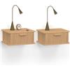 IDMarket - Set di 2 comodini a Parete Juliette, 1 cassetto, ripiano sospeso, doghe in Legno