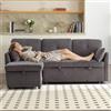 BNUZ Divano letto multi-funzionale con letto di archiviazione e pull-out, chaise longue interchangeable divano letto, divano sezionale con sedili di stoccaggio, divano modulare a forma di L, divano
