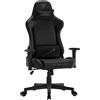 SENSE7 Poltrona da gioco Spellcaster Edizione Senshi, ergonomico, cuscini lombari regolabili, inclinazione regolabile, funzione di oscillazione, sedia da gioco in similpelle, 150kg, sedia PC nera