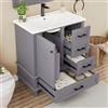 Lcoho 76 x 46 x 83,5 cm, mobile da bagno con lavandino, lavabo, laccato, scaffale per porta, tre cassetti silenziosi, lavabo in ceramica integrato (grigio)