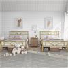 Yaheetech Set di 2 Struttura Letto Singolo in Ferro 90 x 200 cm | Testiera a Forma di Nuvole, Spazio Aggiuntivo, per Gemelli Camera da Letto Ospiti, Struttura Stabile, Oro Anticato