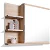 FreshYou Mobiletto a specchio 60x50 sonoma, per il bagno con mensole, specchio da bagno, mobiletto sospeso - da parete - Sinistra