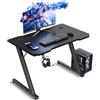 TRIUMPHKEY 80 * 52cm Scrivania Gaming/Tavolo Gaming - Piano in Carbonio Senza LED, Gambe a Z Ultra Resistente (100kg), con Gancio Cuffie, Design Moderno