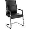 CLP Sedia da pranzo ergonomica Hobart, cantilever con braccioli imbottiti, struttura in metallo stabile, sedia da conferenza moderna, Colore:nero, Materiale:Ecopelle