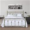 SISA srl, LETTO MATRIMONIALE 170x120x195cm con RETE MATRIMONIALE 160x190cm, Letto Ferro Battuto, Modello DALIA, Colore Beige Anticato (Con Sfumature Oro), Rete in Doghe Matrimoniale, 13 Doghe in Legno