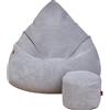 Slevobox Pouf Poltrona Sacco con Poggiapiedi Grigio 80x80x110 cm - Poltrona Pouf Sacco - Morbido e Confortevole - Bean Bag per Adulti e Bambini - Fodera Lavabile - Mobili per Soggiorno