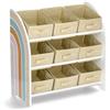 Zeller 13537 - Mensola per bambini Rainbow con 9 scatole, in MDF e tessuto non tessuto, ca. 65 x 30 x 64 cm
