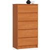 AKORD Cassettiera K60 con 5 Cassetti | Credenza Alta | Moderna Mobiletto per Soggiorno Sala da Pranzo Camera da Letto Corridoio Bagno | Armadio Cameretta | 60x121x40 cm, 39kg | Ontano