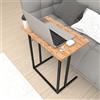 [en.casa] Tavolino Laterale (AxLxP) 65,5 x 60 x 35,5 cm Tavolino Basso con Piano di Appoggio per Notebook PC Portatile Consolle da Divano - Effetto Rovere