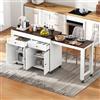 KUAKE - Isola da cucina su ruote con 2 cassetti, 4 ante, piano di lavoro allungabile, tavolo da bar allungabile con spazio di archiviazione, tavolo estensibile, per 2-6 persone, carrello da cucina