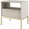 3E 3xE living.com Comodino: 2 cassetti, Cashmere, oro, 54 x 56 x 39 cm, maniglie dorate