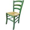 ZStyle Sedia Venezia Legno Colorata Ristorante Agriturismo Cucina Casa Paglia - Verde Blu Giallo Rosso (Verde)