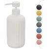 Inbagno Dispenser Sapone Bianco cannettato in Ceramica Soft Touch, Ricaricabile con erogatore Pump e capienza 330 ml, Spring