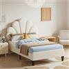 KSFASHZ Letto Bambina 90x200 con Testiera, Letto Singolo Bambina, Letti Singoli per Ragazzi con DogheLetto Cameretta SingoloLetto Cameretta RagazzaLetto90x200 ImbottitoLetto Bambini, Nessun Materasso
