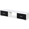 HOMCOM Mobile TV per TV fino a 60 Tavolo per TV soggiorno stile moderno con 2 cassetti e scomparto aperto 140 x 30 x 32 cm bianco e nero