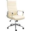 CLP Sedia ergonomica da ufficio Kolumbus in vera pelle, sedia da scrivania regolabile in altezza, con rotelle, portata fino a 150 kg, Colore:crema