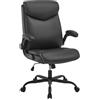 eSituro Poltrona Ufficio Ergonomica, Sedia Ufficio, PU, Nero | con Bracciolo Ribaltabile, Regolabile in Altezza