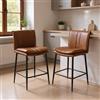 chairus 2 PZ Sgabelli Cucina Sgabelli da Bar in Ecopelle, Marrone | Sedie Alti con Schienale Senza Braccioli Sgabelli Eleganti con Gambe in Metallo Sgabelli Imbottiti per Bar/Ristorante/Isola