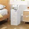 Chleby Comodino Stretto, Comodino Bianco, con 2 Prese AC, 2 Porta USB-C, Comodini con Presa Alto Tavolino con 3 Cassetto, 25x35x70cm Bianco