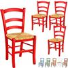 VIRSUS Set 4 Sedie Paesana in Legno con Seduta in Paglia, Misura 43x42x86 cm, Sedia Tradizionale Robusta, per Casa, Cucina, Agriturismo, Ristorante, Made in Italy (Rosso)