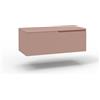 AQA DESIGN base portalavabo con top 1 cestone, sotto lavabo da bagno frontale in MDF cannettato, mobile sottolavabo, top di copertura, nr1 cassetto con scorrimento e - Rosa cipria - 100x45x37 cm