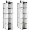 GUTE LINES Portatutto con 5 Scomparti, Organizer Armadio Mensole da armadio, Per Vestiti, Calze, Mutande, Asciugamani, Accessori e Altro, H70 x 30 x 15cm, 2Pezzi (grigio chiaro)