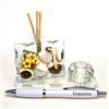 DLM Bomboniere DLM33259 (Kit 6 Pezzi) Profumatore PortaPenne in Cristallo Moto Motorino Vespa con Fiori Shabby Chic in Resina Cresima Penna Diffusore Profumo bomboniera