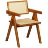 Totò Piccinni Sedia DALY in legno design retrò con braccioli, seduta e schienale in paglia di vienna rattan (1, Noce)
