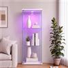 DADEA Vetrinetta in Vetro 3 Ripiani 1 Porte, Vetrina in Vetro con LED, 42×36×125cm, Vetrina Colonna Espositiva Vetrinetta Casco con LED et Serratura Vetrine per Collezionisti Vetrinette Espositive